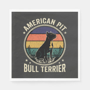 American Pit Bull Terrier Dog Vintage Sunset Rope Napkins