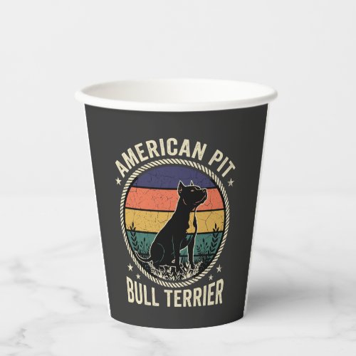 American Pit Bull Terrier Dog Vintage Sunset Rope Paper Cups