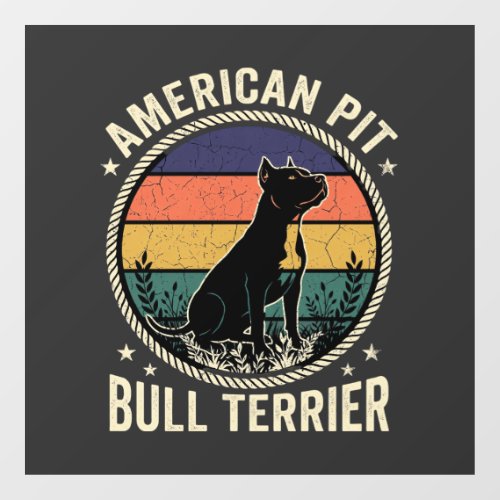 American Pit Bull Terrier Dog Vintage Sunset Rope Window Cling