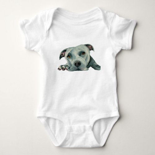 American Pit Bull Terrier Dog Watercolor Painting Baby Bodysuit