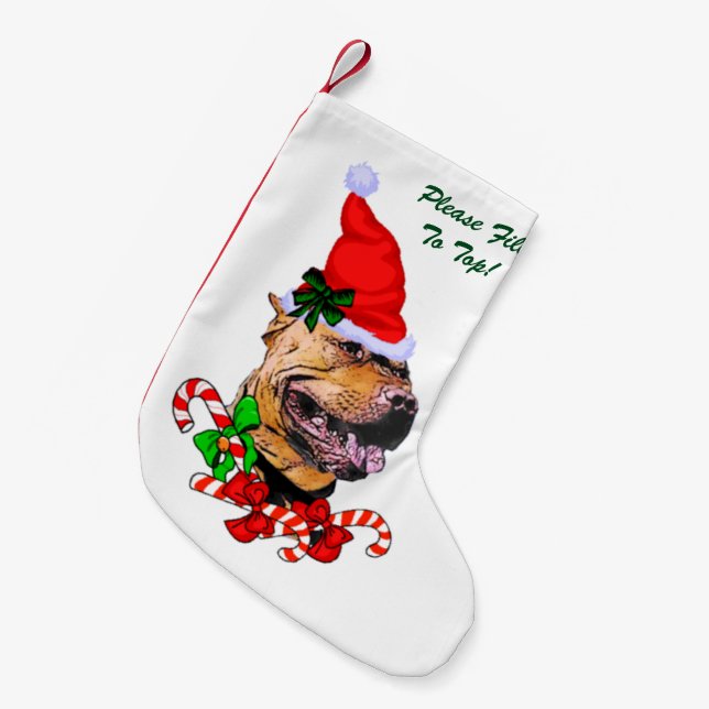 American Pit Bull Terrier Merry Small Christmas Stocking (Front (Hanging))