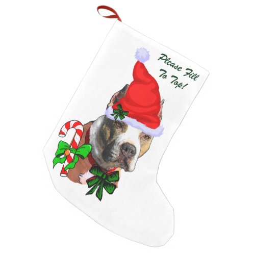 American Pit Bull Terrier Merry Small Christmas Stocking