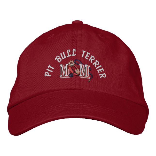 American Pit Bull Terrier MOM Embroidered Baseball Hat (Front)