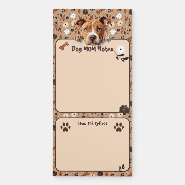 American Pit Bull Terrier Mom Notes Paws & Reflect Magnetic Notepad (Front)