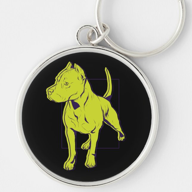 American Pit Bull Terrier Portrait Keychain (Front)