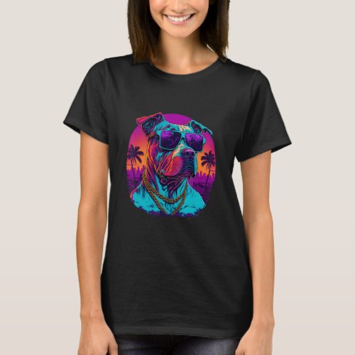 American Pit Bull Terrier Race Colorful Design T_Shirt