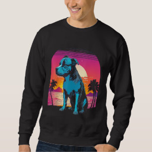 American Pit Bull Terrier Retro 80s Style Sunset Sweatshirt