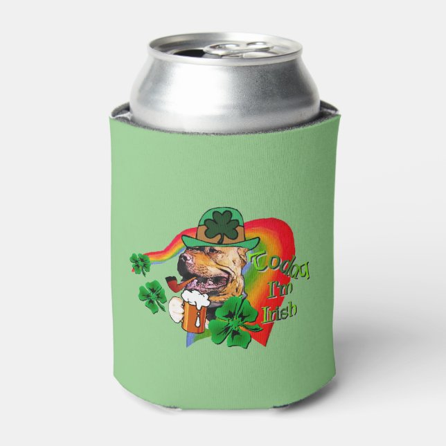 American Pit Bull Terrier Saint Patricks Day Can Cooler (Can Front)