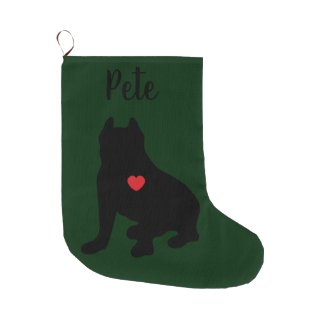 American Pit Bull Terrier Silhouette Large Christmas Stocking