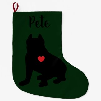 American Pit Bull Terrier Silhouette Large Christmas Stocking