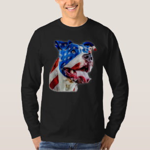 American Pit Bull Terrier Usa Flag Patriotic Dog T-Shirt