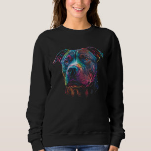 American Pitbull Colorful Portrait For Dog Owners  Sweatshirt