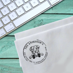 American Pitbull Dog Family Return Address Rubber Stamp