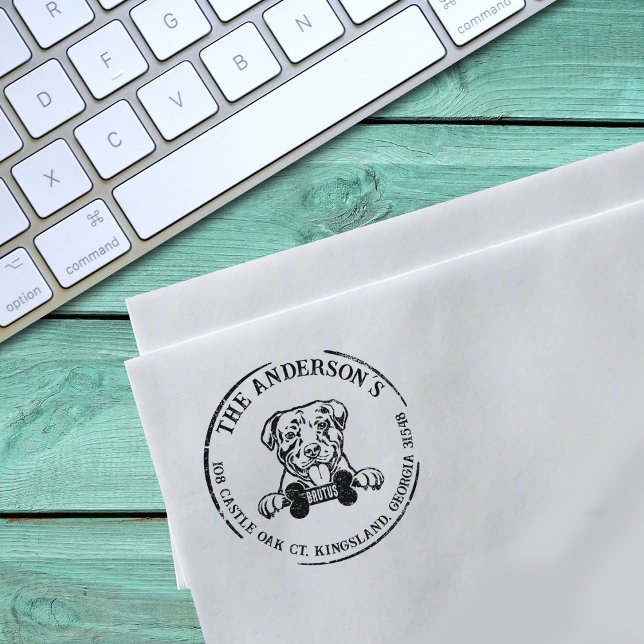 American Pitbull Dog Family Return Address  Rubber Stamp (Creator Uploaded)