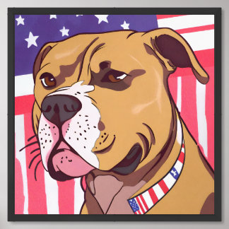 American Pitbull Dog Head Framed Art