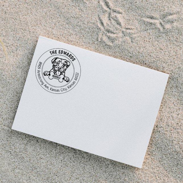 American Pitbull Dog Return Address Family Rubber Stamp (Creator Uploaded)