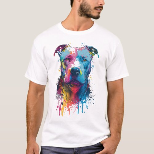 American Pitbull _ Graffiti Ink Splash T_Shirt