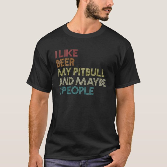 American Pitbull Terrier Dog Owner Beer Lover Vint T-Shirt (Front)