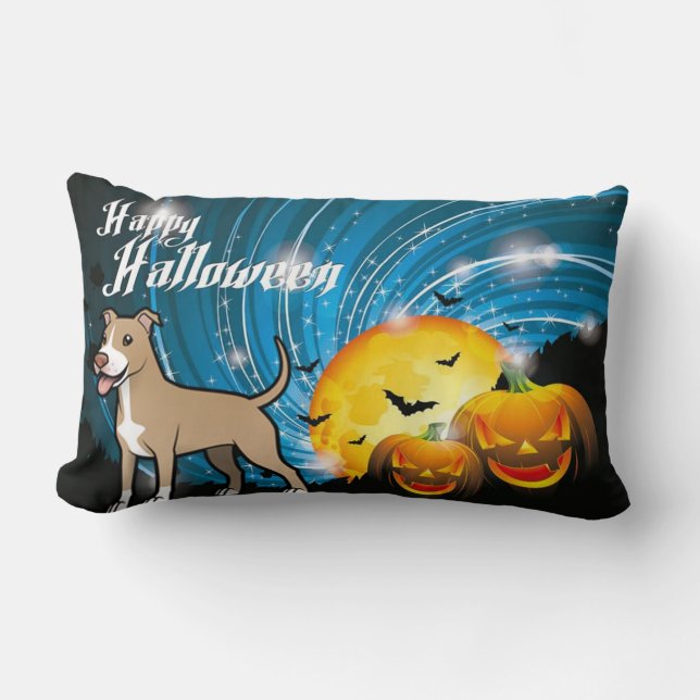 American Pitbull Terrier Happy Halloween Lumbar Pillow (Front)