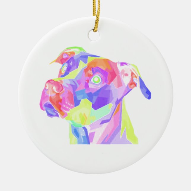 American Pitbull Terrier Pop Art Ceramic Ornament (Front)