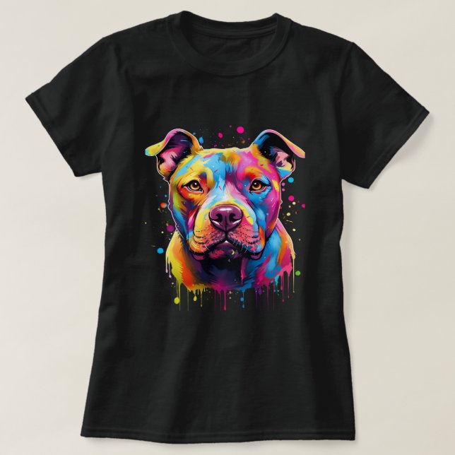 American Pitbull Terrier Splash Art Pitbull Dogs 2 T-Shirt (Design Front)