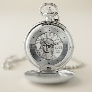 American Platinum Eagle ~ Liberty Head & Crown ~ Pocket Watch