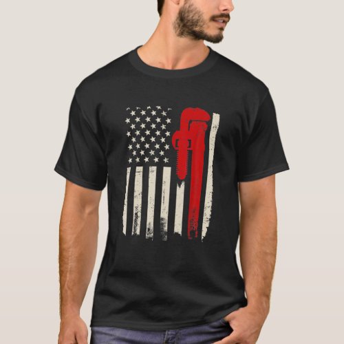 American Plumber Flag 4Th Of July Plumbing T_Shirt