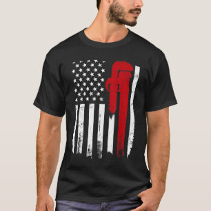 American Plumber Flag Patriotic Plumbing Pipefitte T-Shirt