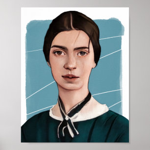 American Poet Emliy Dickinson Illustration Poster