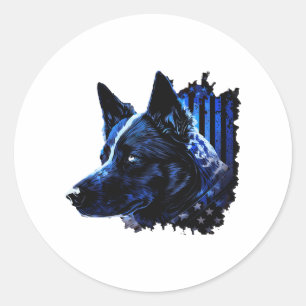 American Police Flag K9 Unit Patriotic Dog Lover Classic Round Sticker