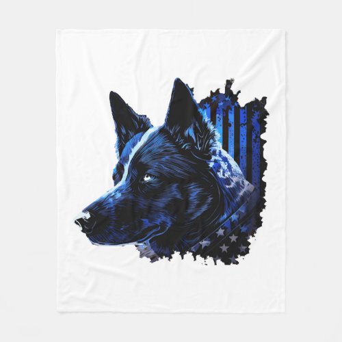 American Police Flag K9 Unit Patriotic Dog Lover Fleece Blanket