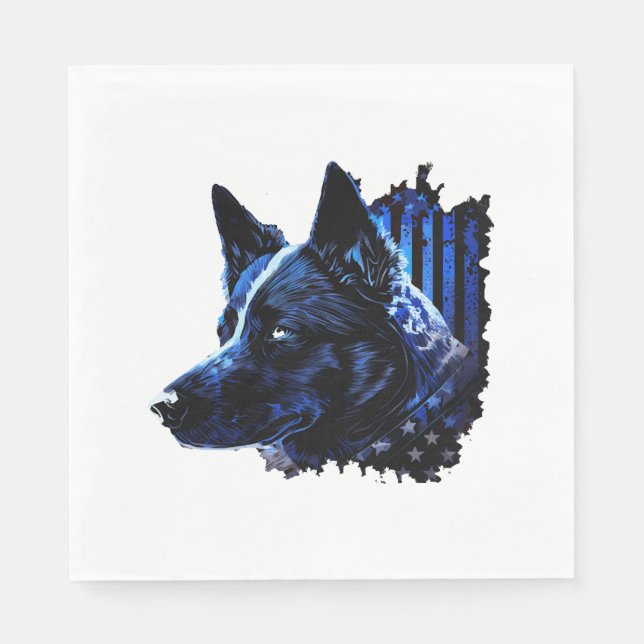 American Police Flag K9 Unit Patriotic Dog Lover Napkins (Front)
