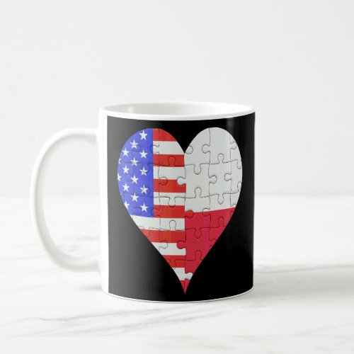 American Polish Flag Heart  Coffee Mug