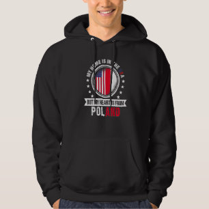 American Polish Flag Heart from Poland American Pa Hoodie
