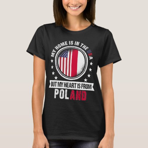 American Polish Flag Heart from Poland Patriot T_Shirt