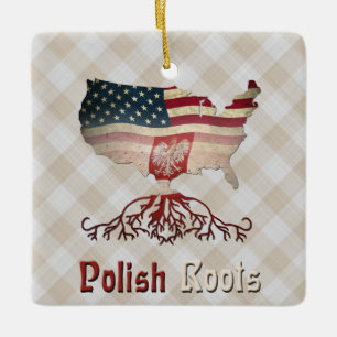 American Polish Roots Ceramic Ornament