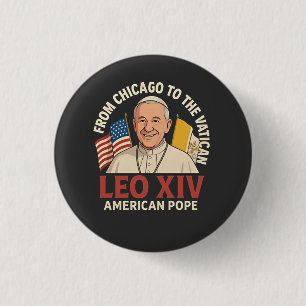 American Pope Leo Catholic Church Christian Faith Button