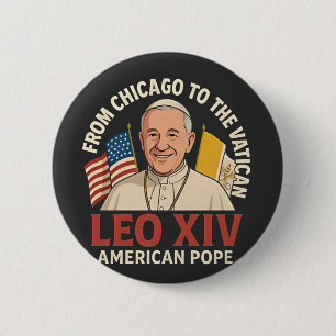 American Pope Leo Catholic Church Christian Faith  Button
