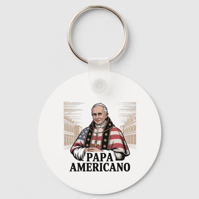 American Pope Leo Catholic Church Christian Faith  Keychain (Front)