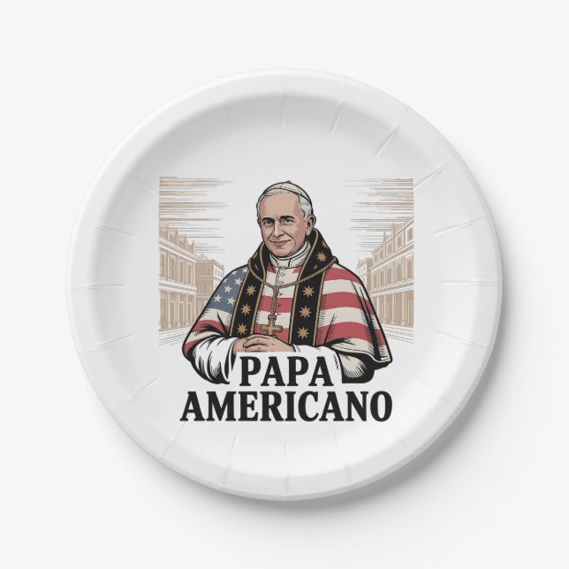 American Pope Leo Catholic Church Christian Faith  Paper Plates (Front)