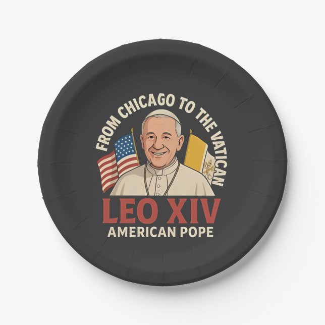 American Pope Leo Catholic Church Christian Faith  Paper Plates (Front)