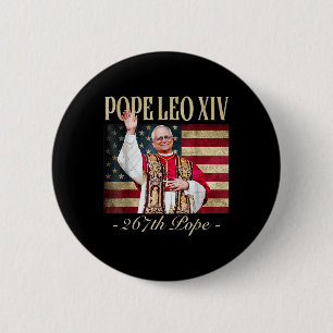 American Pope Leo Xiv 267th U.s. Flag Catholic Ret Button