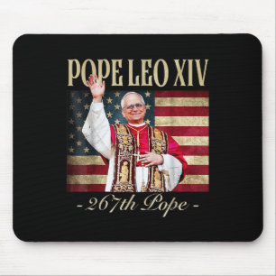 American Pope Leo Xiv 267th U.s. Flag Catholic Ret Mouse Pad