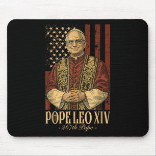American Pope Leo Xiv 267th U.s. Flag Catholic Vin Mouse Pad