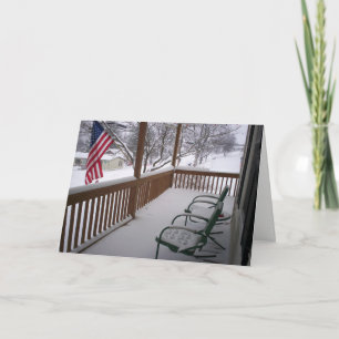 American Porch in Winter Holiday Card