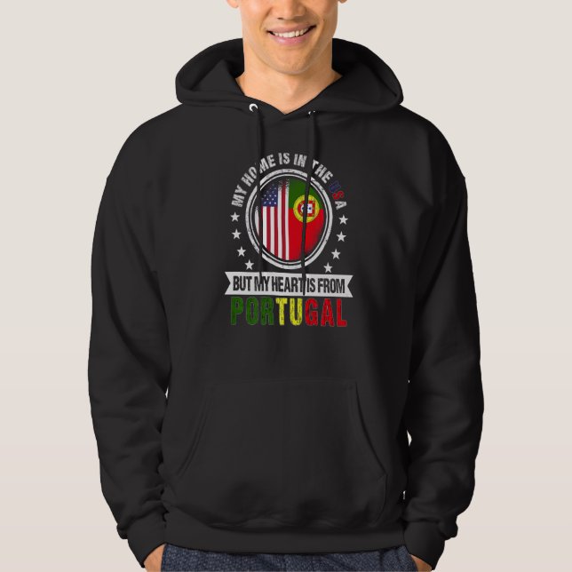 American Portuguese Flag Heart Portgual American P Hoodie (Front)