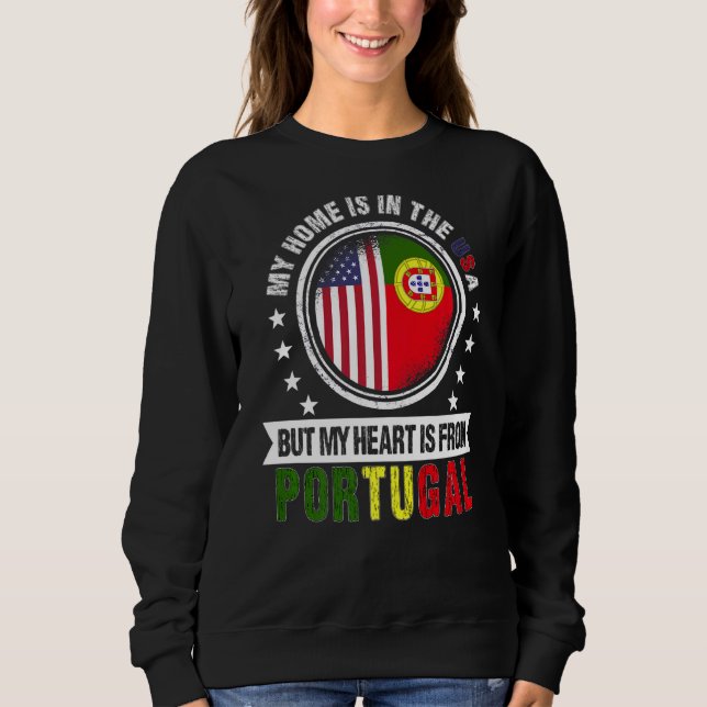 American Portuguese Flag Heart Portgual American P Sweatshirt (Front)