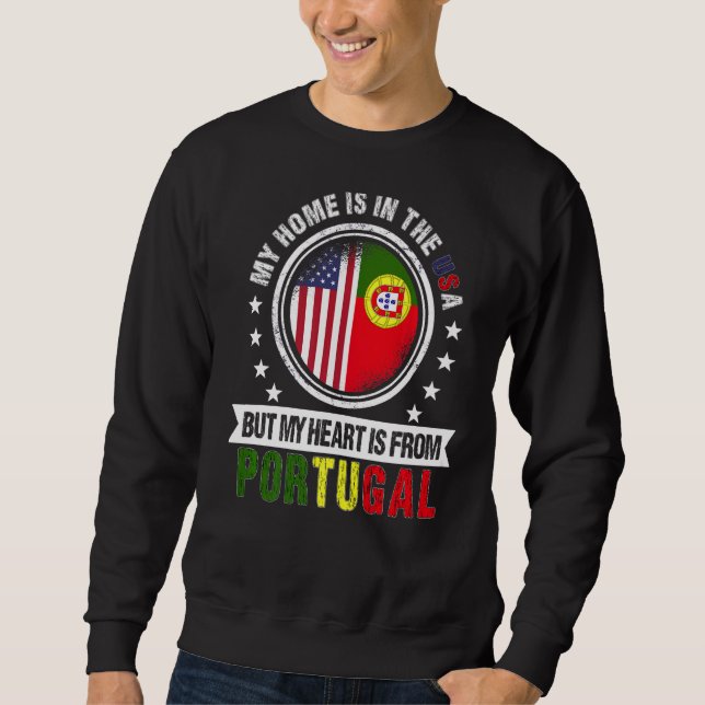 American Portuguese Flag Heart Portgual American P Sweatshirt (Front)