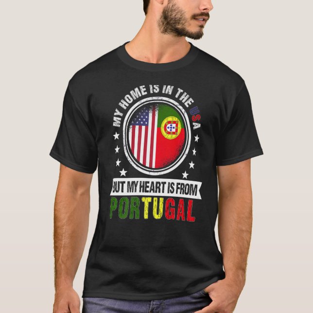 American Portuguese Flag Heart Portgual American P T-Shirt (Front)