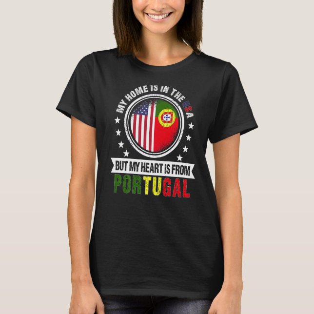 American Portuguese Flag Heart Portgual American P T-Shirt (Front)